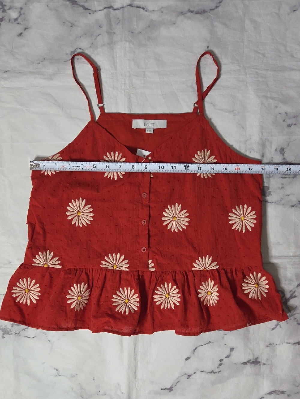 Loft Daisy Embroidered Rust Cotton Cami Top - Picture 4 of 6